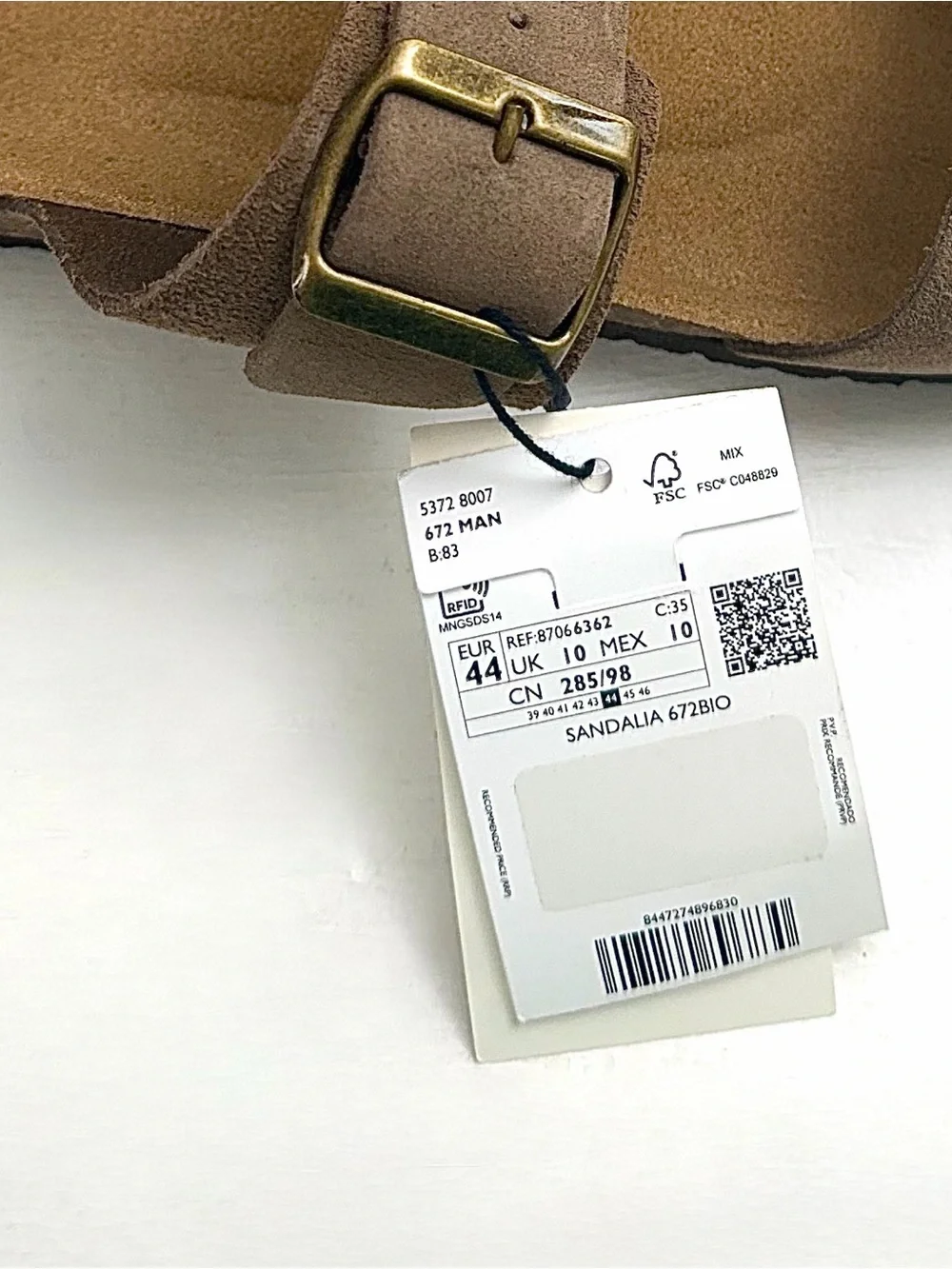 MANGO Man Leather Double Buckle Sandals EU 44 NWT